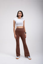 Cinnamon Brown SWAY High-Rise Flared Leggings