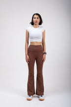Cinnamon Brown SWAY High-Rise Flared Leggings